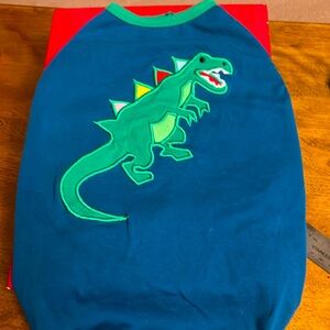 Large blue dinosaur dog top. Unused new without tags.